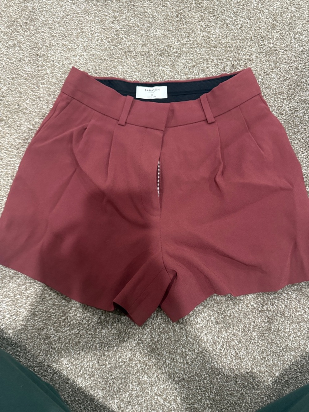 Bardot High-Waist Pleated Shorts in Brick